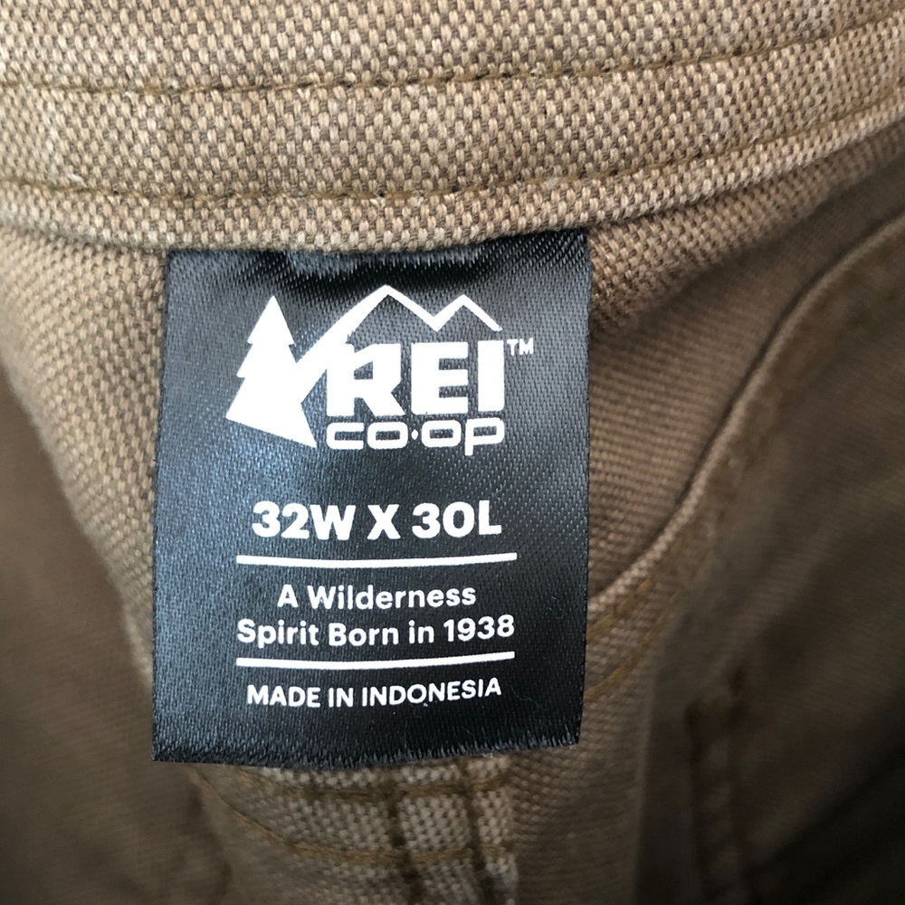 Men's REI Double Knee Canvas Work Pants in Brown - Sturdy Utility Style - Picture 2 of 12
